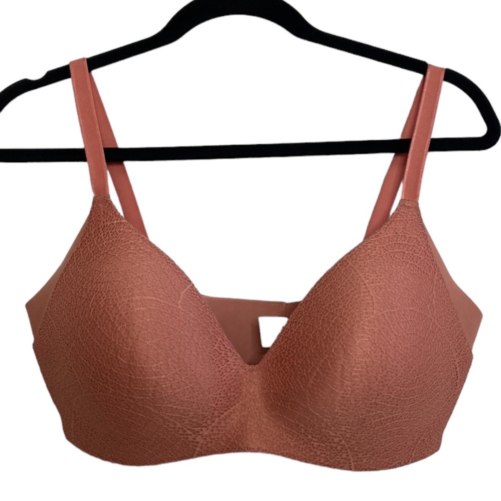 Knix Wingwoman Bra Size 7 36DD 38DD 36E 38E Pink Lace Wireless Comfort
